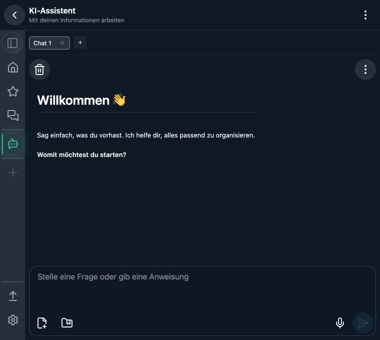 Leerer KI-Chat beim Einstieg in einen neuen Workspace