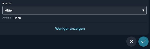 KI-Änderungsvorschlag für die Priorität eines Eintrags mit aktuellem und vorgeschlagenem Wert