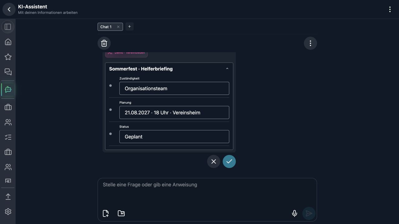 Echte App-Aufnahme: Vorschlag für einen neuen Eintrag.